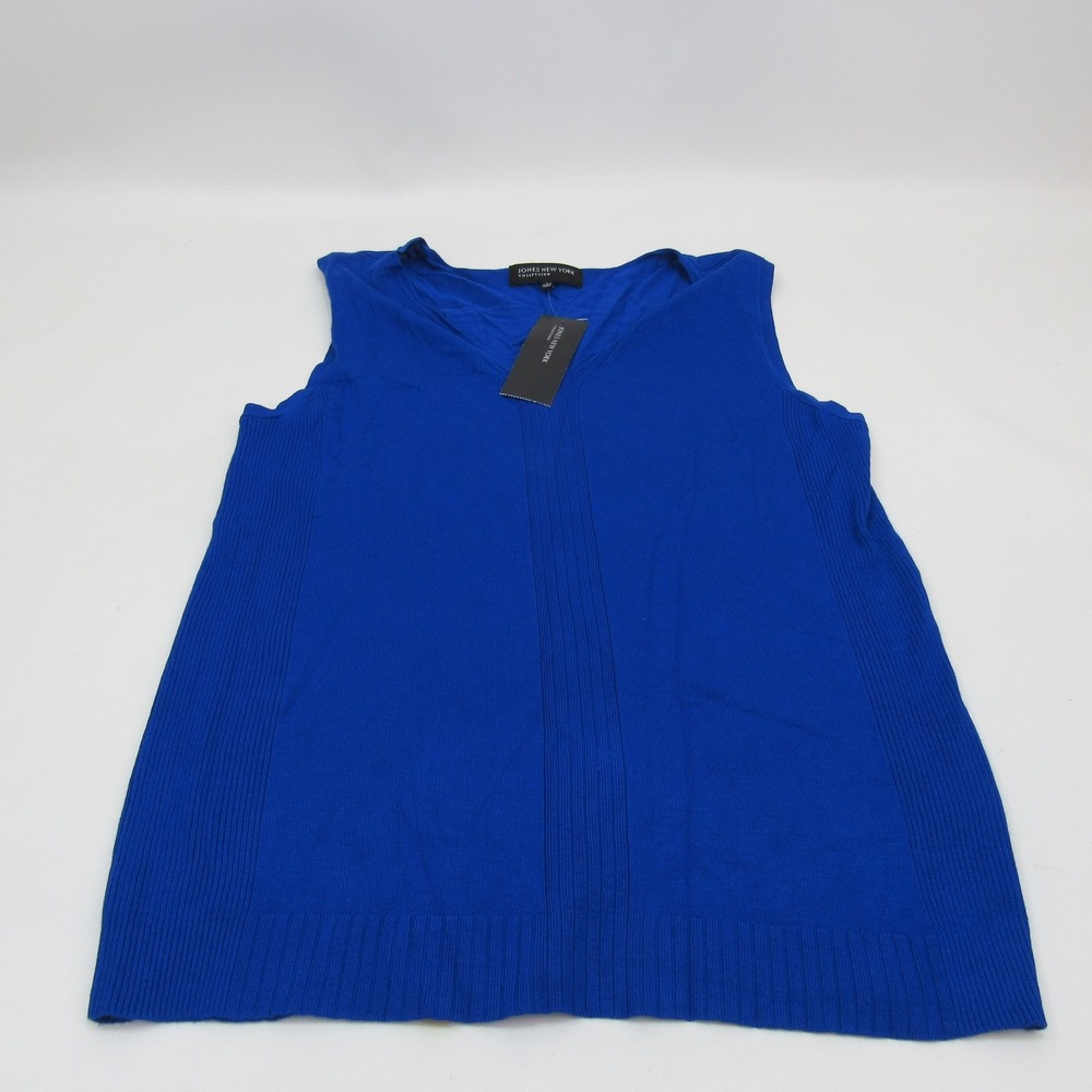 Jones New York Collection Sweater Womens Large Blue Sleeveless Pullover Tank Top